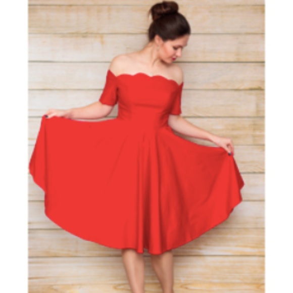 Belle Poque Dresses & Skirts - Red 1950's Belle Poque Off the Shoulder Dress